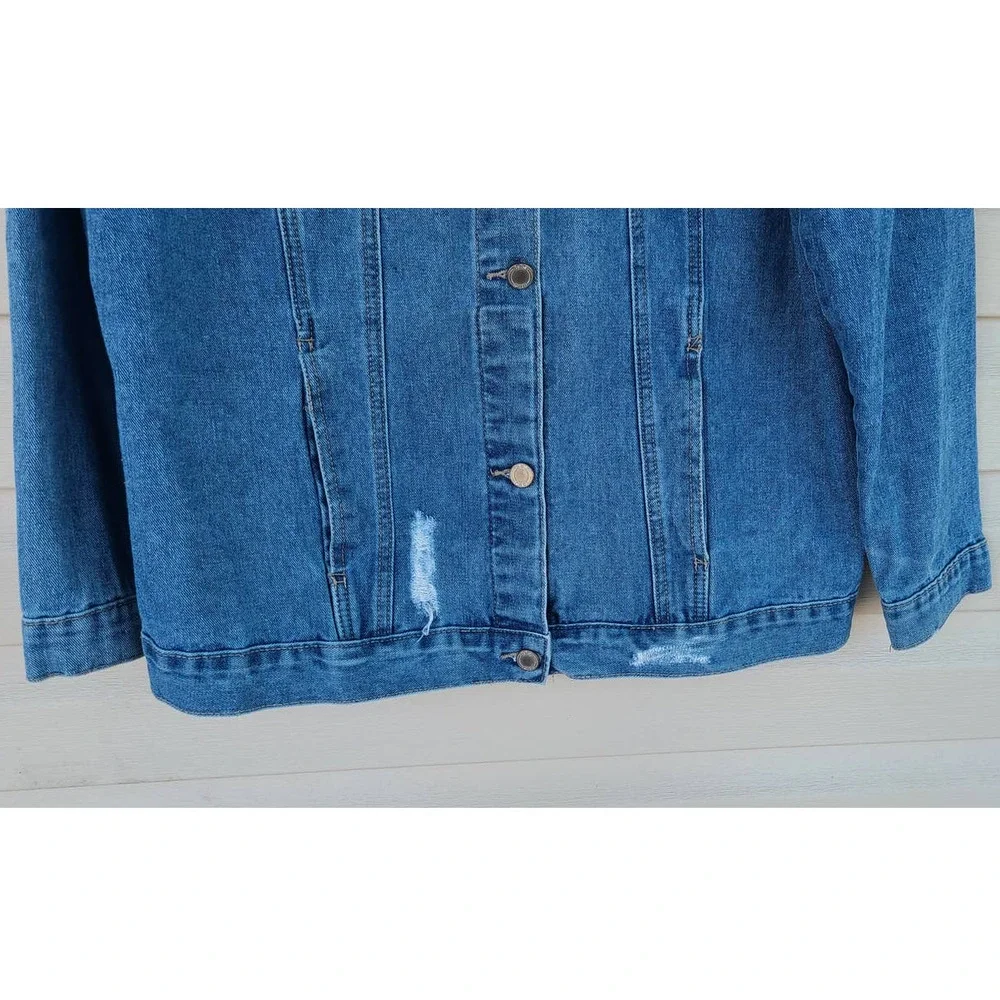 Boom Boom Jeans Destroyed And Studded Denim‎ Jacket Size XL